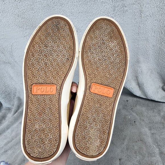 Polo Shoes Mens Size 10 Tan Canvas Slip On Sneakers *Read* - Picture 10 of 14